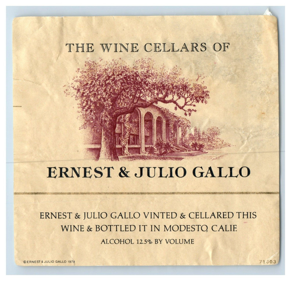 VintageThe White Cellars Of Ernest & Julio Gallo Paper Wine Label Original S84E