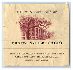 VintageThe White Cellars Of Ernest & Julio Gallo Paper Wine Label Original S84E