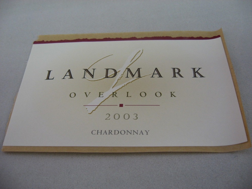 2003 Landmark Overlook Chardonnay Wine Bottle Label Sonoma CA USA Collectible