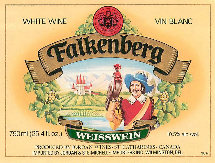 Falkenberg Weisswein White Wine Canada 1970s 1980s Vtg Wine Label
