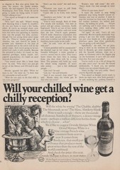 1977 Grande Marque White Wine – « Get A Chilly Reception? » – Print Ad Cartoon Art