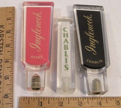LOT 3 ACRYLIC INGLENOOK & TAYLOR CHABLIS & ROSE WINE ADVERTISING TAP HANDLES