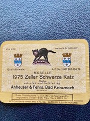 Original Wine Label 1975 Moselle Schwarze Katz Germany BLACK CAT Ilustration