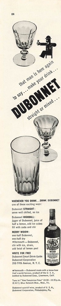 Dubonnet Wine Print Ad Vintage Advertisement Wine Advertising Livermore CA 1943