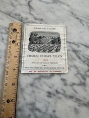 VTG Chateau Duhart-Milon 1952 Wine Label Grand Cru Classe Barons De Rothschild