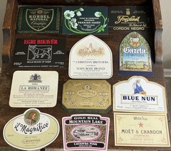 Vintage Wine Labels Lot Bollinger 1975 Moet Perrier Jouet La Romanee Blue Nun