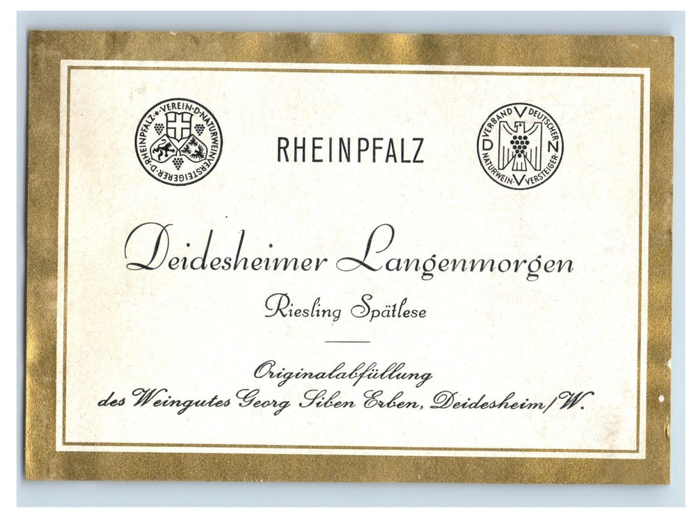 1960&rsquo;s-80&rsquo;s Diedsheimer Langenmorgen Riesling Spatlese German Wine Label S72E