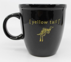 Yellow Tail Wines Australian Black Ceramic Coffee Mug Cup Yellow Kangaroo Rare