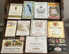 Vintage Wine Labels Lot France Italy Germany Martini Rossi Graves Riesling NOS