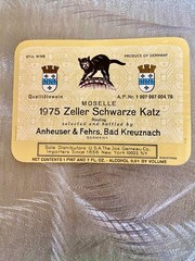 Original Wine Label 1975 Moselle Schwarze Katz Germany BLACK CAT Ilustration