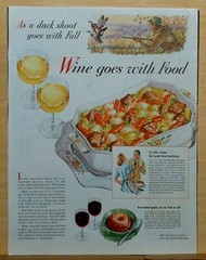 1944 magazine ad for Wine – As a duck shoot goes with Fall, Wine goes with Food