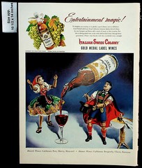 1947 Italian Swiss Colony Gold Medal Label Wines Puppets Vintage Print Ad 29835