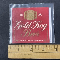 Vintage 1960s John Labatt Gold Keg UNUSED Paper Label London Ontario Q2016