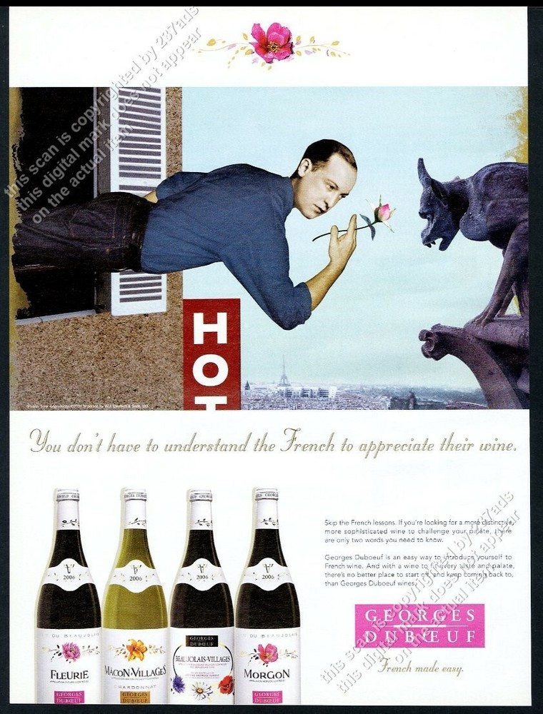 2007 Georges Duboeuf wine Paris gargoyle photo vintage print ad