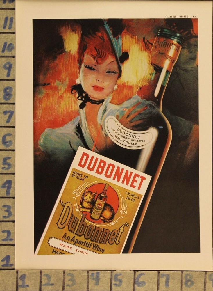 1959 DUBONNET FRENCH WOMAN PAINT WINE ALCOHOL DRINK VINTAGE ART AD ZC39