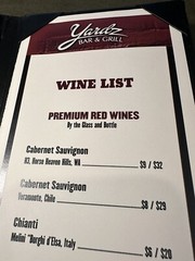 Vintage Wine List – Yardz Bar & Grill. 11.5 inches tall. Multiple listed..