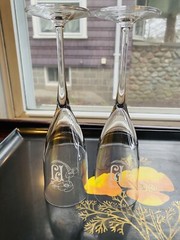 Perrier Jouet White PJ Champagne Flute France Rare Barware Signed Set Of 2
