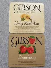 2 Vtg Gibson Wine Bottle Paper Labels Strawberry & Honey Mead Wine Elk Grove CA