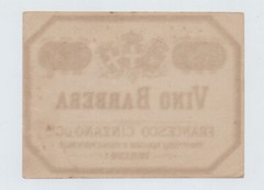 ITALY OLD WINE VINO BARBERA CINZANO UNUSED LABEL ca. 1890