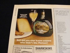 MATEUS magazine clipping from 1979 print ad for Wine