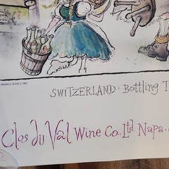 Clos Du Val Wine Co Poster « Switzerland Bottling Time » 1983 Ronald Searle Napa