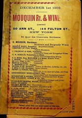 Mouquin Restaurant & Wine Co Price List December 1 1903 New York City