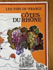 Vintage Cotes Du Rhône 1970s Travel Poster Wine Region Of France Map By Pouiteau