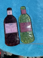 2 Flat Acrylic Wine Bottles Wall Decor Vtg 2003 Leandra Ginevra 12” Tall