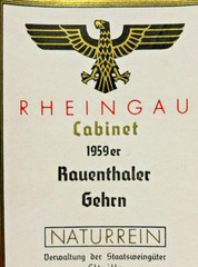 Lovely 1959 German Wine Label Rheingau Cabinet Rauenthaler Gehrn