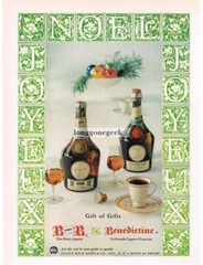 1959 BENEDICTINE Liquer Christmas Noel Joyeux Letters art Vintage Print Ad