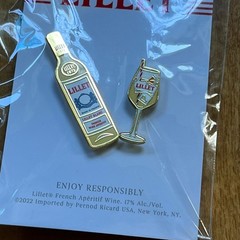 New! Lilet set of two enamel lapel hat pins French apéritif wine