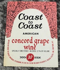 Vintage Coast to Coast Concord Grape Wine Label 1950s Petersburg NOS Vintage