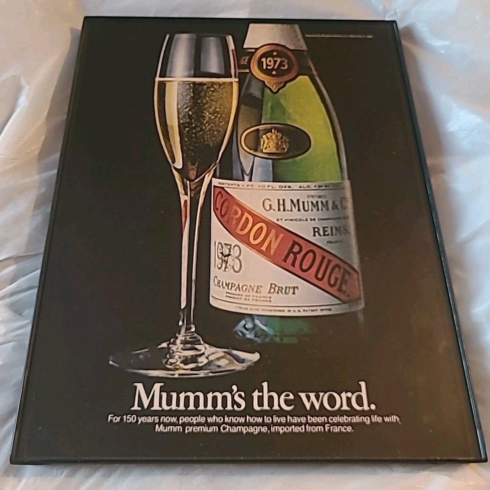Mumm&rsquo;s Champagne Cordon Rouge Print Ad 1980 Framed 8.5X11 Vintage Wall Art