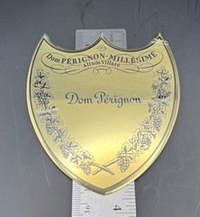 Dom Perignon Champagne Golden Metal Shield Label Box Plate – Engravable – Rare