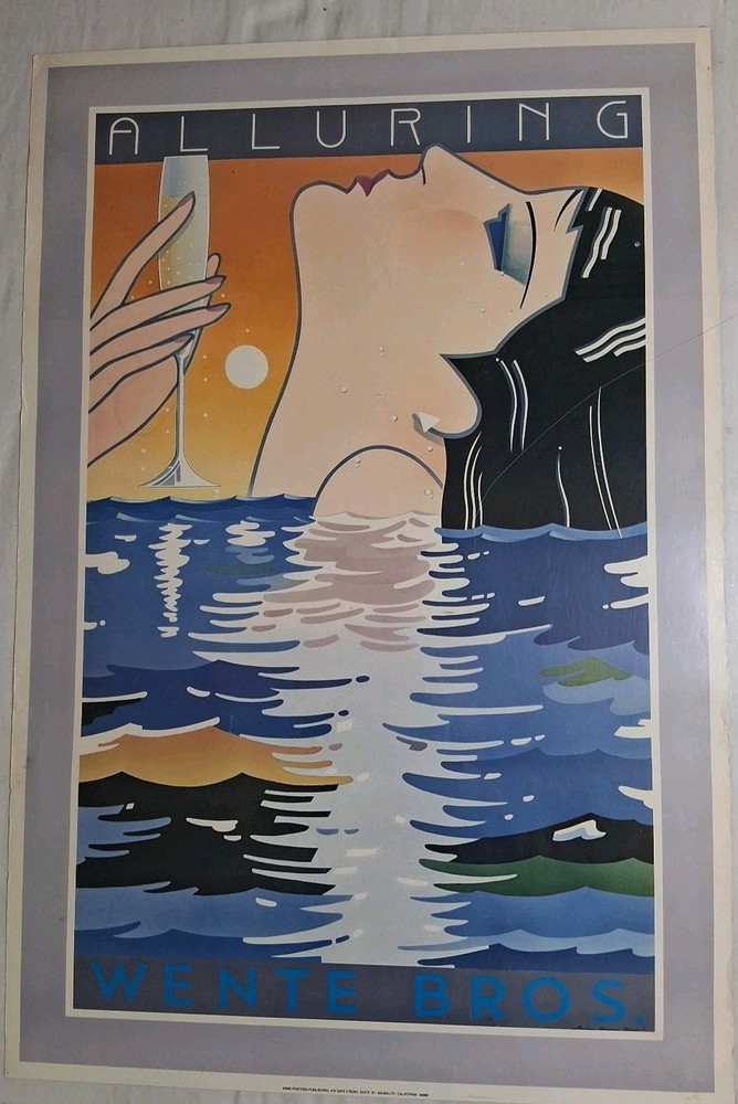 Wente Bros California Sparkling Wine Poster by Stephen Haines Hall 1983 20 x 30