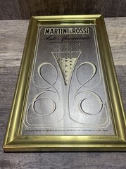 Vintage Martini & Rossi Asti Spumante Sparkling Wine Brass Framed Mirror 1982