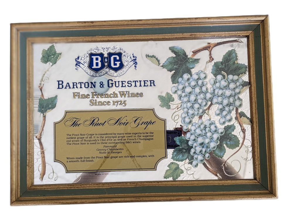 B&G Barton & Guestier mirrored sign advertisement wine man cave bar tray art