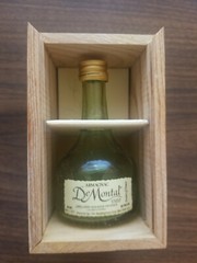 De Montal Armagnac Small Wooden Box & Bottle – Box is 4-14&Prime; x 2-1/2&Prime; x 2-1/2&Prime;