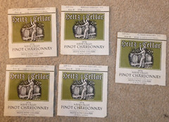 Lot of 5 Vintage 1976 Heitz Wine Cellars Limited Pinot Chardonnay Bottle Labels