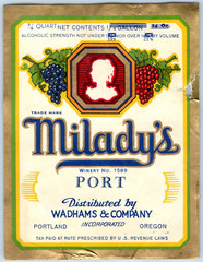 1920s-30s Milday&rsquo;s Port Wadhams & Co Portland, OR Wine Label WL2