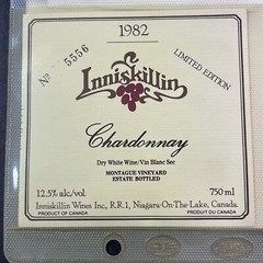 Vintage 1982 Inniskillin Winery Chardonnay Wine UNUSED Paper Label Niagara Q87