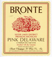 1960s-70s Hartford, MI Wine Label Pink Delaware Bronte Champagn & Wine Co #2G1