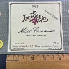 Vintage 1982 Inniskillin Winery Millot-Chambourcin Wine UNUSED Paper Label Q89