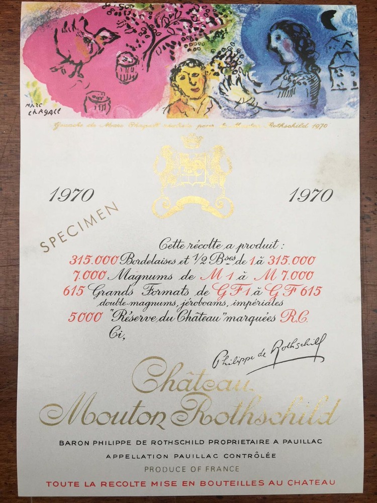The 1970 Chateau Mouton Rothschild (Specimen) – Label By: Macr Chagall