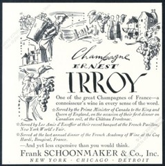 1939 Ernest Irroy Champagne bottle grapes art vintage print ad