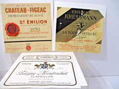 1960-70&rsquo;s Three Wine Labels from France. Kessmann Label signed