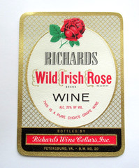 Vintage Original Richards Wild Irish Rose Wine Label Petersburg VA USA