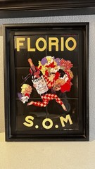 Florio Marsala Wine Framed Collectible Sign Black Gold Red Yellow Purple White