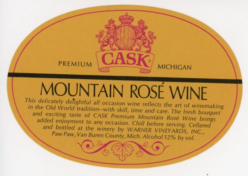 1960s-70s Paw Paw, MI Wine Cask Mountain Rose Wine Warner Vineyards, Inc 2 #2G2