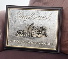 Vintage 1986 Inglenook Winery Wooden Framed Smoked Mirror Bar Sign 19”X15”
